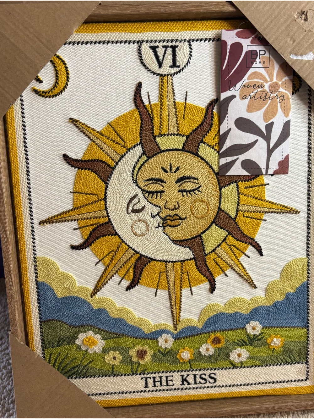BP Home Woven Artistry THE KISS Tarot Card VI Embroidered Framed Wall Art NWT